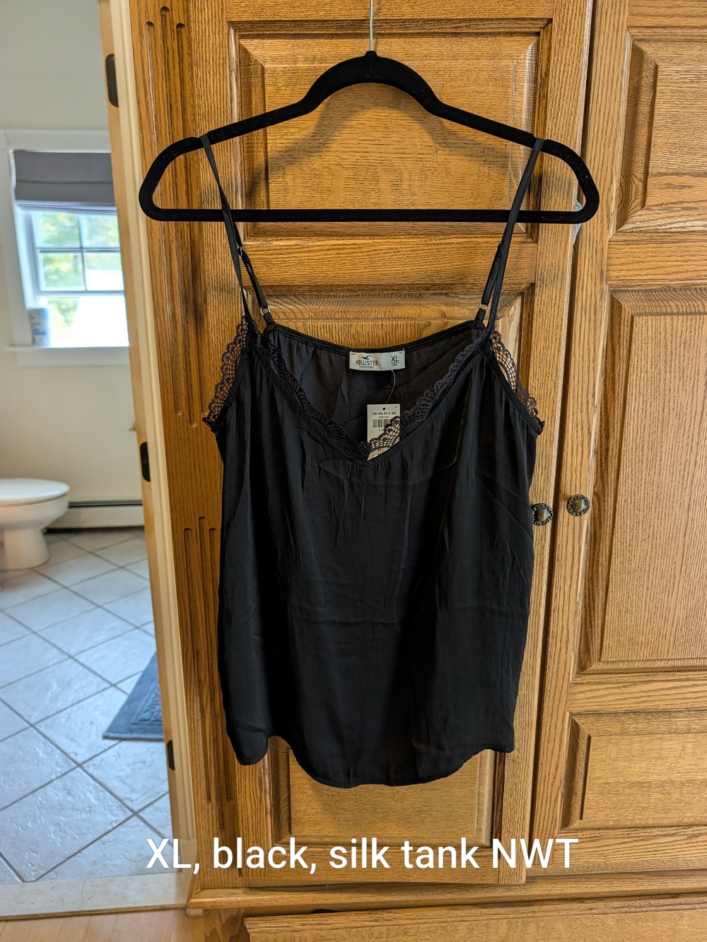 Abercrombie & Fitch Black Silk Lace-Trim Camisole